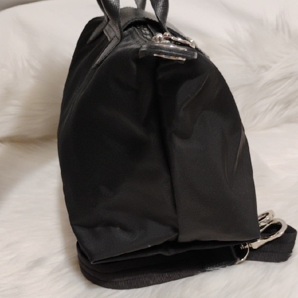 SALE! Like New Longchamp Le Pliage Black Nylon/Leather Small Tote W Strap - Picture 9 of 14